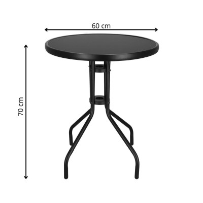 Zahradní stolek 60 cm SPRINGOS BISTRO BLACK černý