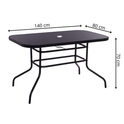 Zahradní stůl 140x80 cm SPRINGOS TOSCANA GF0081 černý