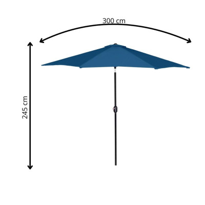 Zahradní slunečník 290 cm SPRINGOS GU0035 modrý