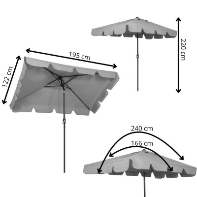 Zahradní slunečník 120x200 cm SPRINGOS GU0038 šedý