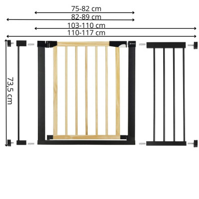 Bezpečnostní zábrana 75-117 cm SPRINGOS BABYLOCK hnědáčerná