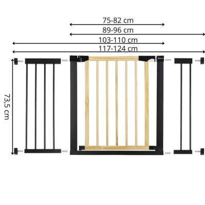 Bezpečnostní zábrana 75-124 cm SPRINGOS BABYLOCK hnědáčerná