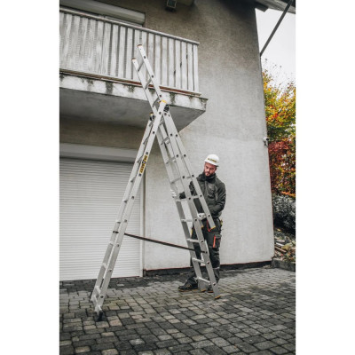 Hliníkový žebřík 3x9 příček třídílný DRABEST DW3-9 PRO
