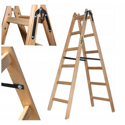 Dřevěné malířské štafle 2x6 stupňů oboustranné DRABEST DREW 2x6 PRO