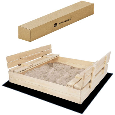 Dětské pískoviště s krytem 120x120 cm SPRINGOS ZUZA 120N + podložka
