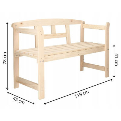 Zahradní lavička 119 cm SPRINGOS FLORA přírodní