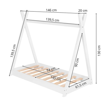 Dětská teepee postel SPRINGOS TIPI bílá
