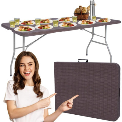 Skládací cateringový stůl 180x74 cm SPRINGOS RAUT GF0055 hnědý