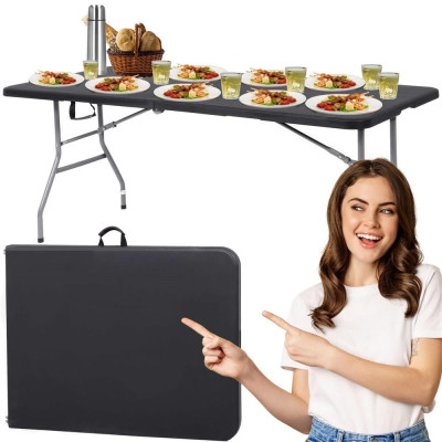 Skládací cateringový stůl 180x75 cm SPRINGOS RAUT GF0056 černý