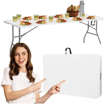 Skládací cateringový stůl 180x74 cm SPRINGOS RAUT GF0108 bílý