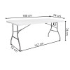 Skládací cateringový stůl 180x74 cm SPRINGOS RAUT GF0108 bílý
