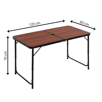Skládací kempingový stolek 120x60 cm SPRINGOS HERCUL černo-hnědý