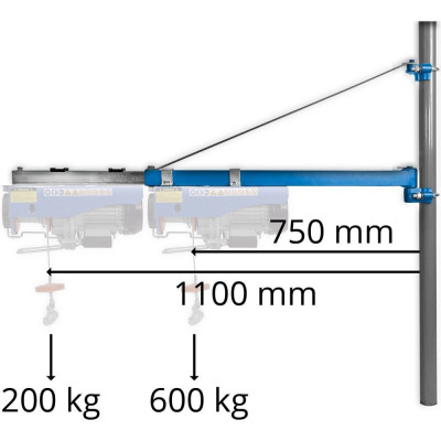 Otočné rameno pro lanový naviják 1200 100-600 kg