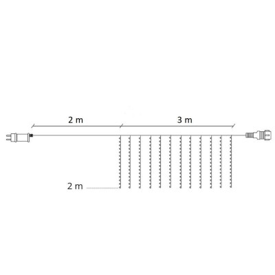 LED světelný závěs - 2x2m, 200LED, 8 funkcí, ovladač, paměť, IP20, teplá bílá