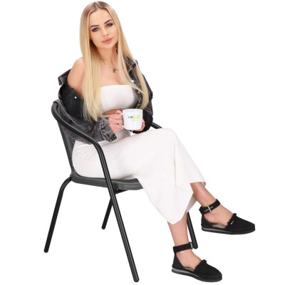 Zahradní ratanové křeslo SPRINGOS BISTRO GF1022 šedé