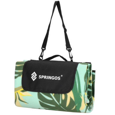 Pikniková deka 200x200 SPRINGOS PM052 zelená s listy