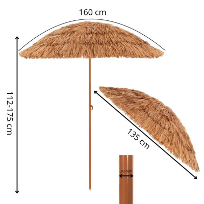 Zahradní slunečník 135 cm SPRINGOS HAVAJ BU0023 hnědý