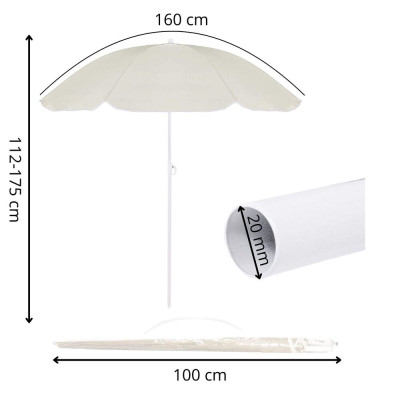 Zahradní slunečník 145 cm SPRINGOS CLASSIC BU0024 světle béžový