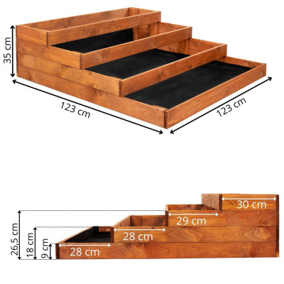 Vyvýšený záhon 4 patrový 123x123 cm dřevěný SPRINGOS GB0001