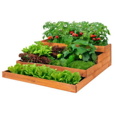 Vyvýšený záhon 4 patrový 123x123 cm dřevěný SPRINGOS GB0001