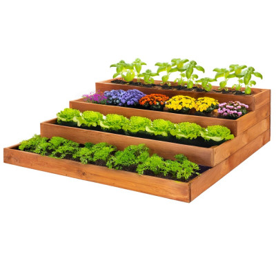 Vyvýšený záhon 4 patrový 123x123 cm dřevěný SPRINGOS GB0001