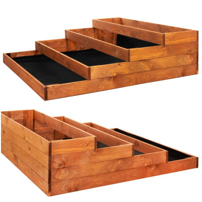 Vyvýšený záhon 4 patrový 123x123 cm dřevěný SPRINGOS GB0001