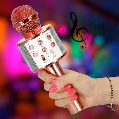 Bezdrátový karaoke mikrofon s reproduktorem SPRINGOS KG0029 růžový