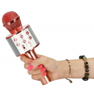 Bezdrátový karaoke mikrofon s reproduktorem SPRINGOS KG0029 růžový