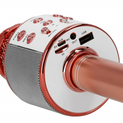 Bezdrátový karaoke mikrofon s reproduktorem SPRINGOS KG0029 růžový