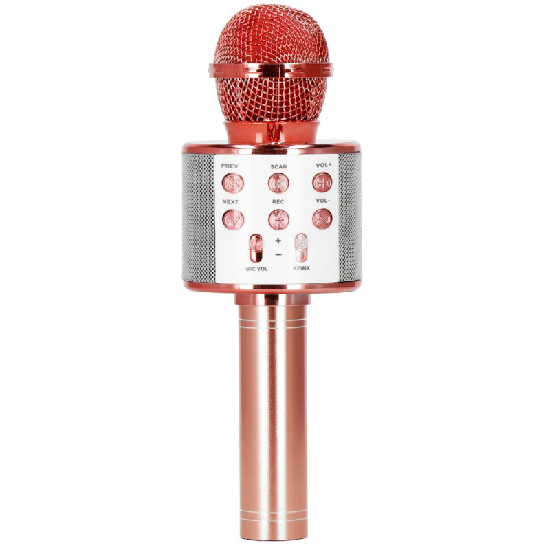 Bezdrátový karaoke mikrofon s reproduktorem SPRINGOS KG0029 růžový Bezdrátový karaoke mikrofon s reproduktorem SPRINGOS KG0029 růžový