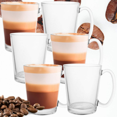 Skleněný hrnek na kávu 300 ml SPRINGOS ROZO sada 6 ks