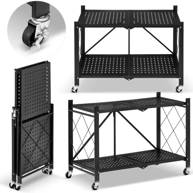 Kovový regál 70x35x50 cm 2 police lakovaný mobilní HIGHER CJ01-02 Kovový regál 70x35x50 cm 2 police lakovaný mobilní HIGHER CJ01-02