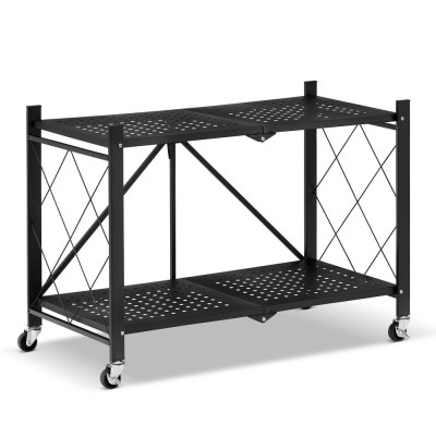 Kovový regál 70x35x50 cm 2 police lakovaný mobilní HIGHER CJ01-02