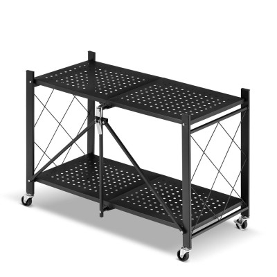 Kovový regál 70x35x50 cm 2 police lakovaný mobilní HIGHER CJ01-02
