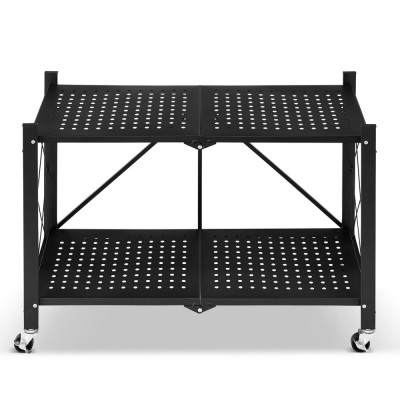 Kovový regál 70x35x50 cm 2 police lakovaný mobilní HIGHER CJ01-02