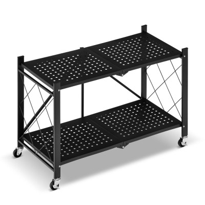 Kovový regál 70x35x50 cm 2 police lakovaný mobilní HIGHER CJ01-02