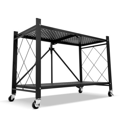 Kovový regál 70x35x50 cm 2 police lakovaný mobilní HIGHER CJ01-02