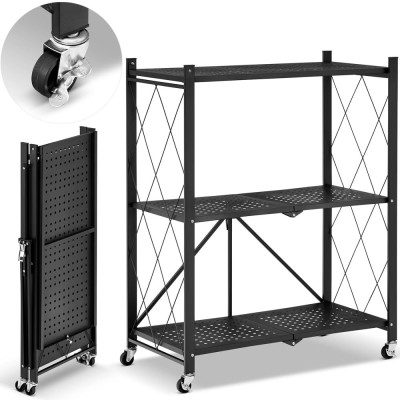 Kovový regál 70x35x87 cm 3 police lakovaný mobilní HIGHER CJ01-03