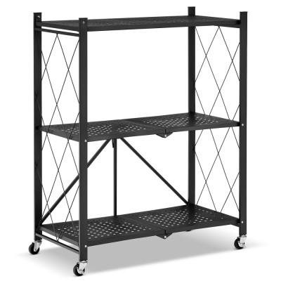 Kovový regál 70x35x87 cm 3 police lakovaný mobilní HIGHER CJ01-03