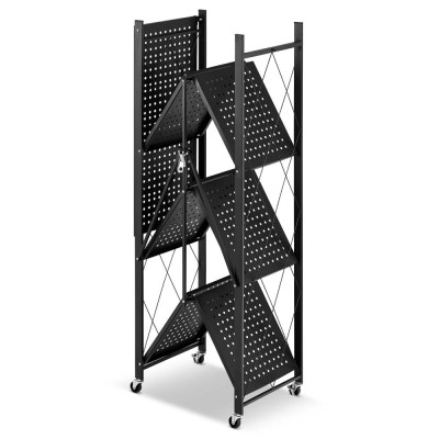 Kovový regál 70x35x87 cm 3 police lakovaný mobilní HIGHER CJ01-03