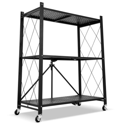 Kovový regál 70x35x87 cm 3 police lakovaný mobilní HIGHER CJ01-03