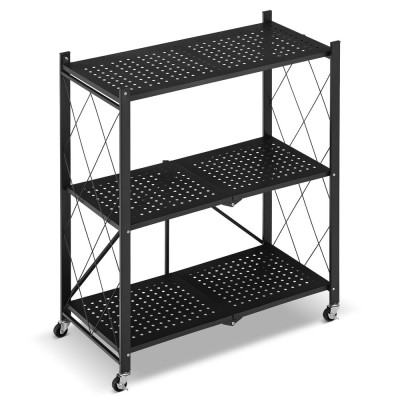 Kovový regál 70x35x87 cm 3 police lakovaný mobilní HIGHER CJ01-03