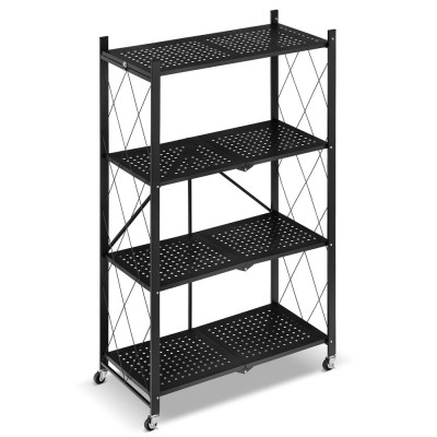 Kovový regál 70x35x126 cm 4 police lakovaný mobilní HIGHER CJ01-04