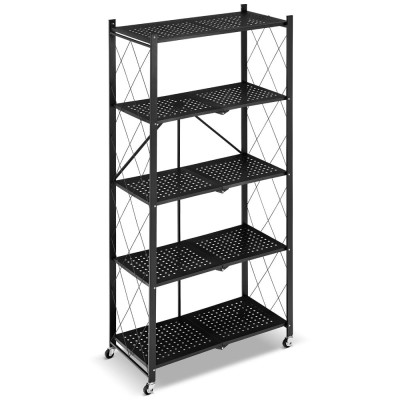 Kovový regál 70x35x158 cm 5 polic lakovaný mobilní HIGHER CJ01-05