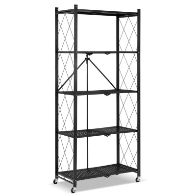 Kovový regál 70x35x158 cm 5 polic lakovaný mobilní HIGHER CJ01-05