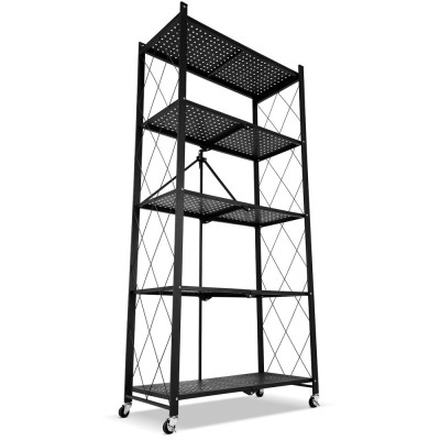 Kovový regál 70x35x158 cm 5 polic lakovaný mobilní HIGHER CJ01-05