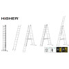 Hliníkový žebřík 3x11 příček 6,33 m třídílný HIGHER 6311