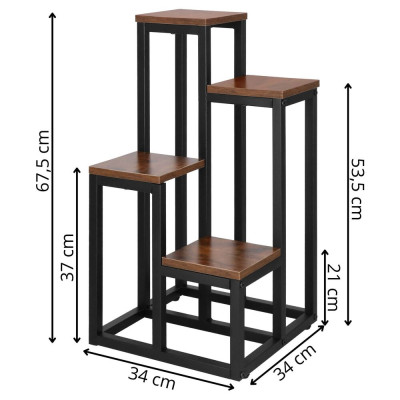 Kovový stojan na květiny 68 cm SPRINGOS PETALIA tmavě hnědý
