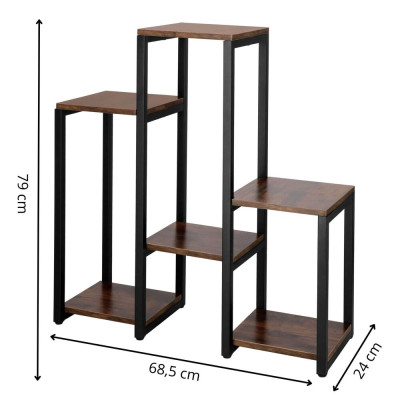 Kovový stojan na květiny 79 cm SPRINGOS VERDIA tmavě hnědý