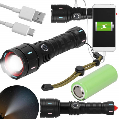 Výkonná LED nabíjecí svítilna SPRINGOS CS0127